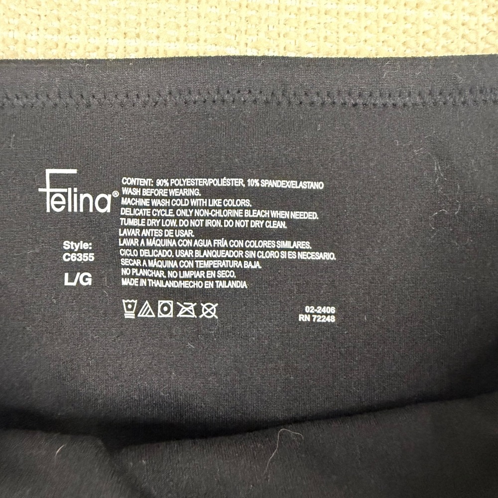 Felina Womens High Waisted Black Athletic Leggings C6355 Size Large - Picture 3 of 8